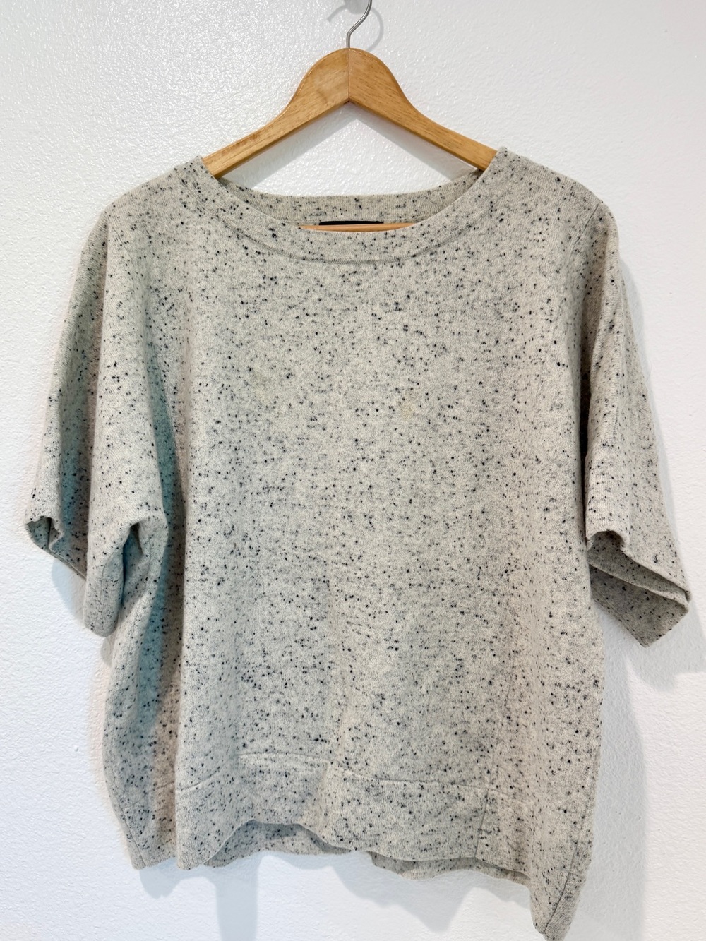 HATCH Maternity 100% Cashmere Short Sleeve Sweater Grey Flecked Quiet Luxury OS